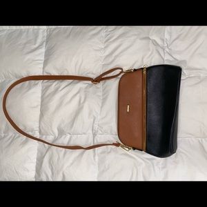 Black and brown leather shoulder bag